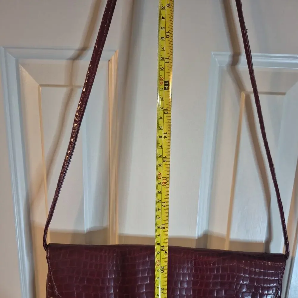 Vintage Towanny Faux Reptile texture Handbag Envelope Clutch Shoulder Burgandy